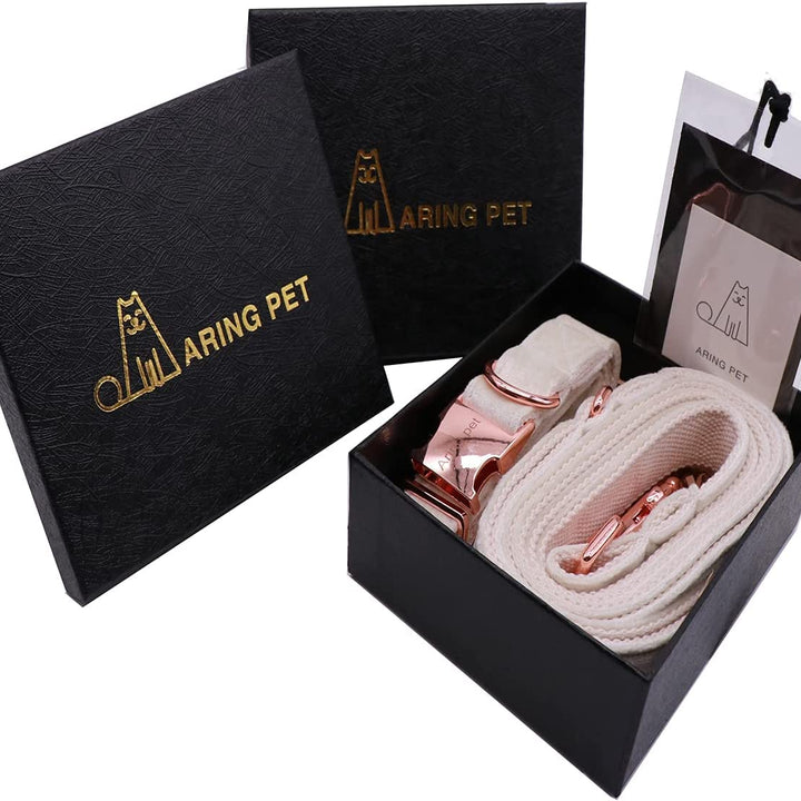Dog Collar and Leash Set, Soft White Velvet Dog Collar and Leash, Adjustable Collars for Dogs