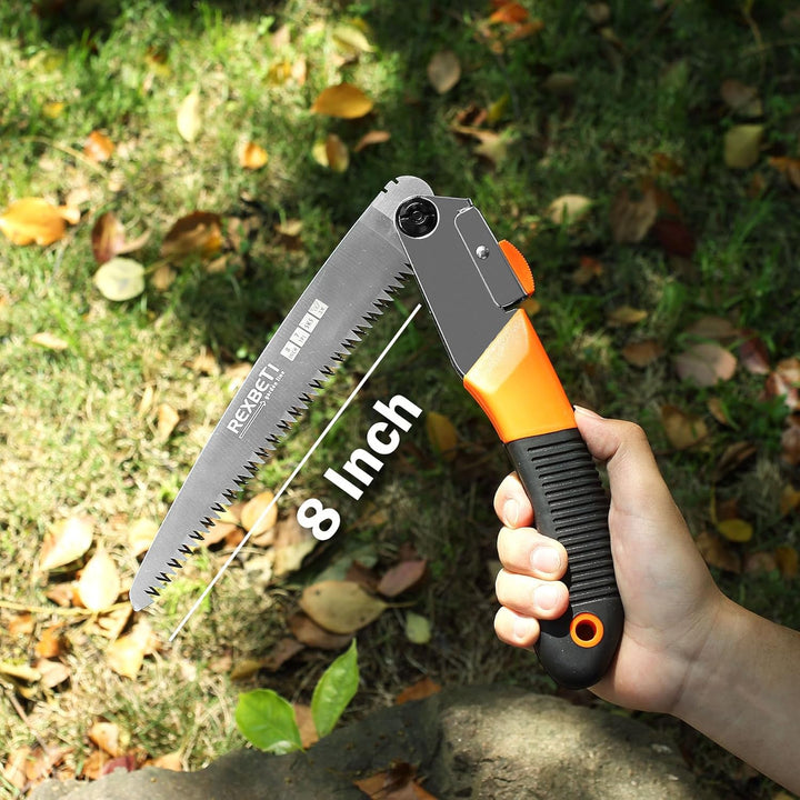Folding Saw - 8 Inch Blade for Wood & Dry Wood Pruning, Compact Design, SK-5 Steel
