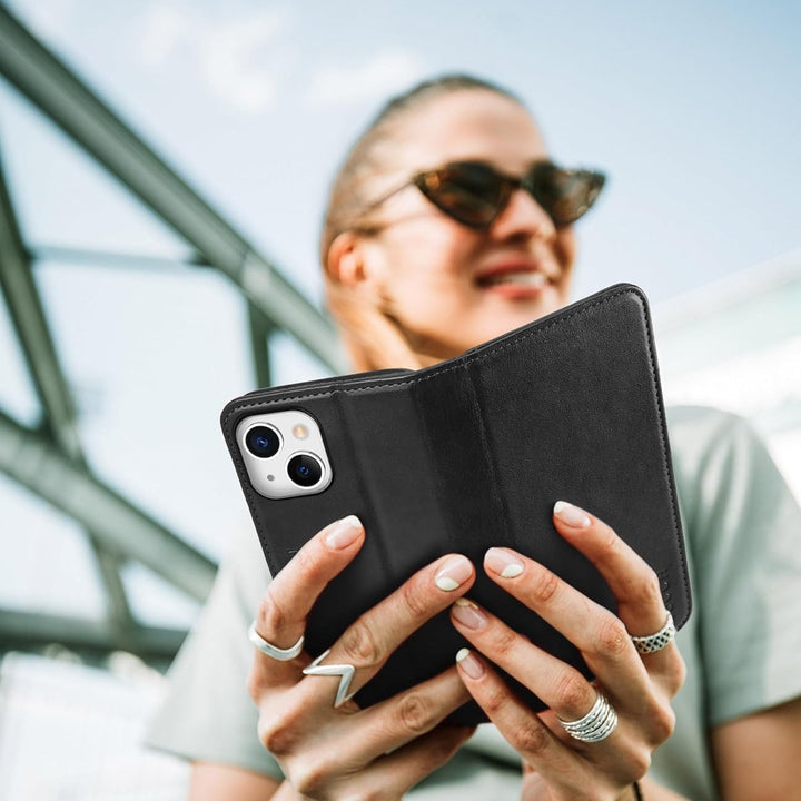 Case Wallet for Iphone 13 5G, PU Leather Flip Folio Cover with [3 Card Slots], Stand Book Design [Shockproof TPU Interior Case] Compatible with Iphone 13 6.1-Inch 2021, Black