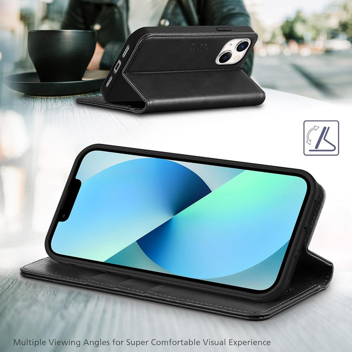 Case Wallet for Iphone 13 5G, PU Leather Flip Folio Cover with [3 Card Slots], Stand Book Design [Shockproof TPU Interior Case] Compatible with Iphone 13 6.1-Inch 2021, Black