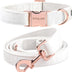 Dog Collar and Leash Set, Soft White Velvet Dog Collar and Leash, Adjustable Collars for Dogs