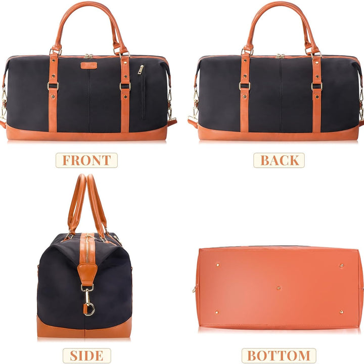 Travel Bag for Men Smooth Nylon Leather Weekender Bag for Woman Overnight Bag with Shoe Compartment, Carry-On Bags for Airplane,36L Spacious Tote, Best Traveling Gift for Women and Mom